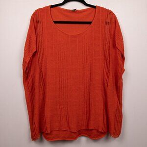 Lafayette 148 New York orange loose knit linen blend boxy top-L